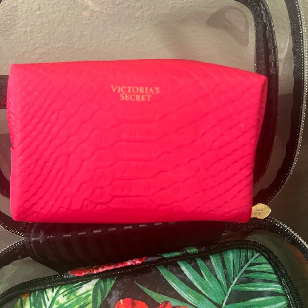Victoria's Secret Tropical Clear Makeup Organizer - Black and Pink